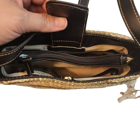 Charter Club Classics Women's Tan Snap Closure Striped Crossbody Bag - Picture 15 of 16